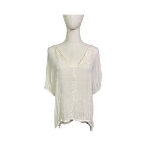 O’Neill Reese White Textured V-Neck Tunic Top Medium NWT Beach Vacation